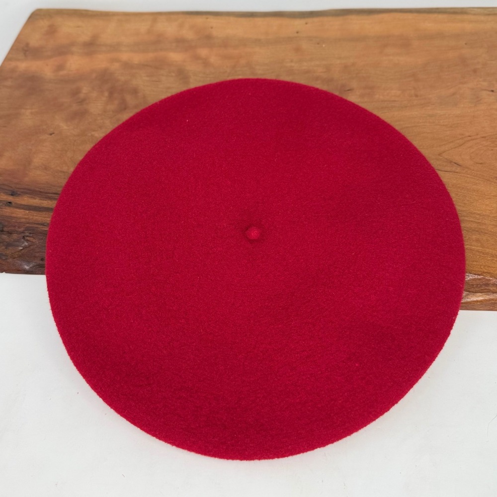 Laulhere Heritage Petit Basque Red Merino Wool Traditional Beret Hat Youth 9" - Picture 5 of 6